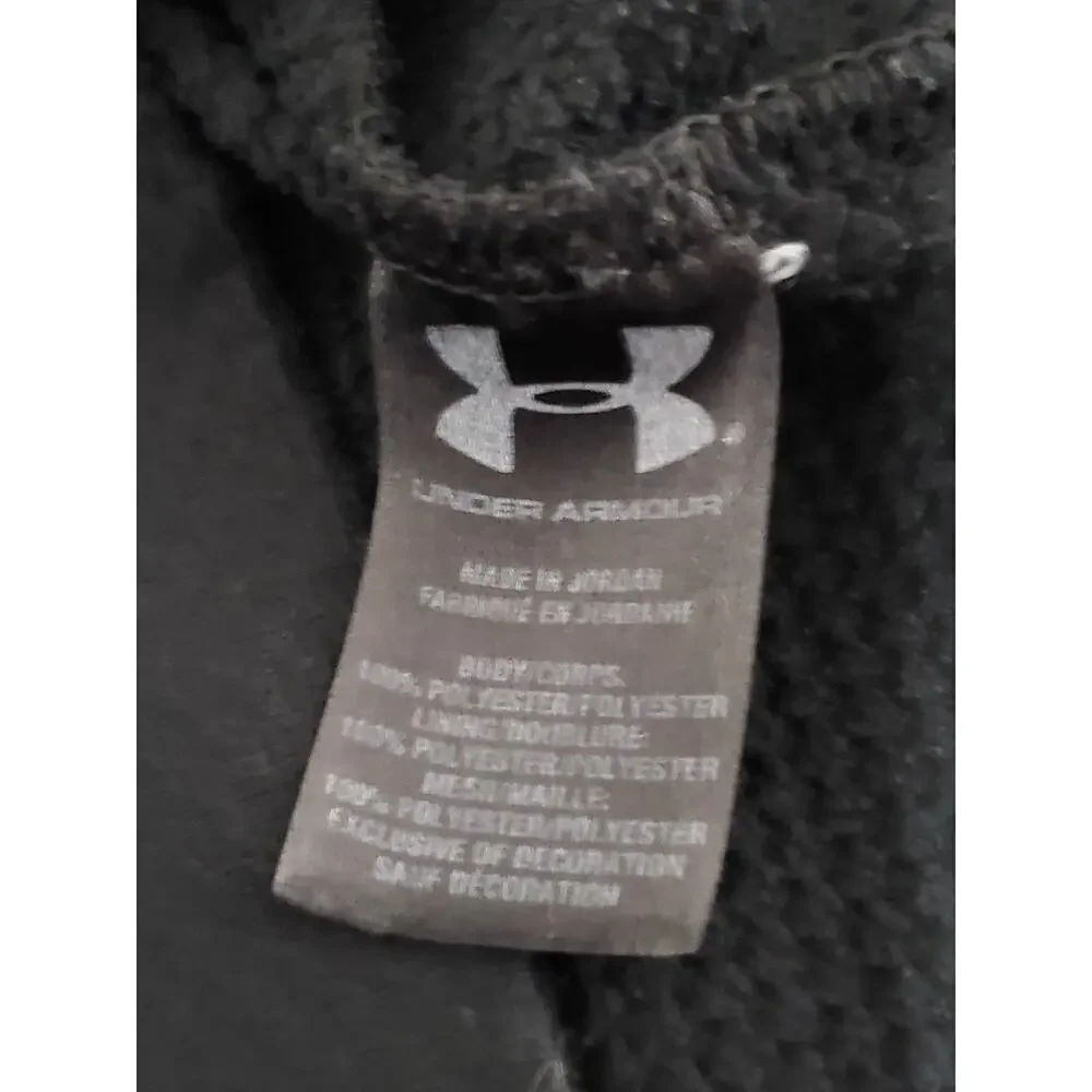 Under Armour Men’s Full-Zip Hoodie Jacket Size Large Black Red Trim Loose Fit